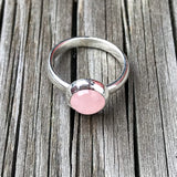 Sølvring - liten Rosenkvarts