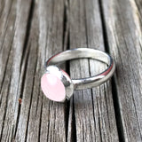 Sølvring - liten Rosenkvarts