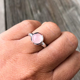 Sølvring - liten Rosenkvarts